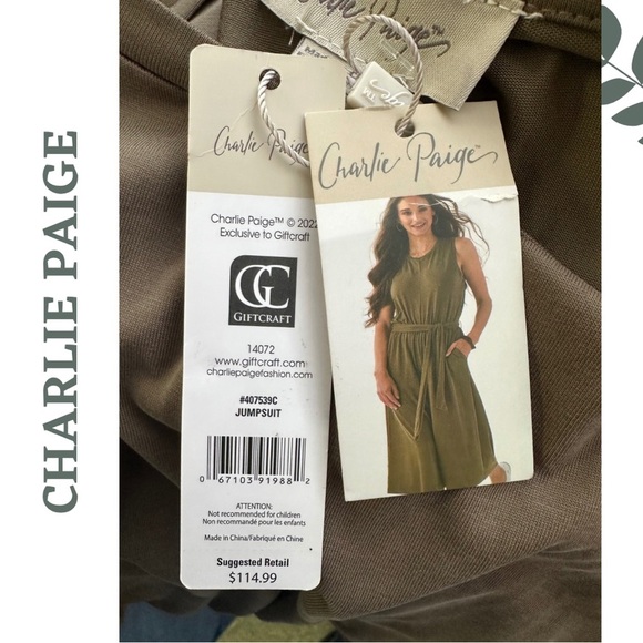 Charlie Paige Sleeveless Jumper Cropped Belt Khaki Green Size XL - Picture 10 of 11
